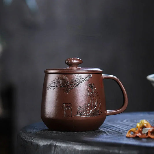 Master Handmade Yixing Zisha Tea Mug [Zhizh Changle] (Zi Ni - 380ml) - YIQIN TEA HOUSE | yiqinteahouse.com | new arrival, tea mug, teaware