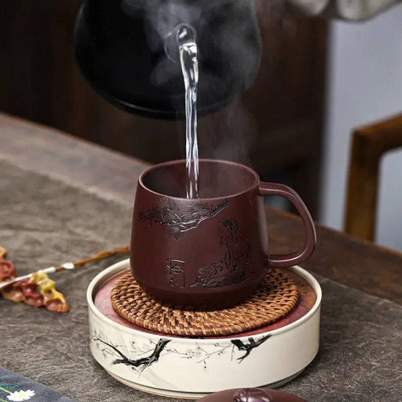 Master Handmade Yixing Zisha Tea Mug [Zhizh Changle] (Zi Ni - 380ml) - YIQIN TEA HOUSE | yiqinteahouse.com | new arrival, tea mug, teaware