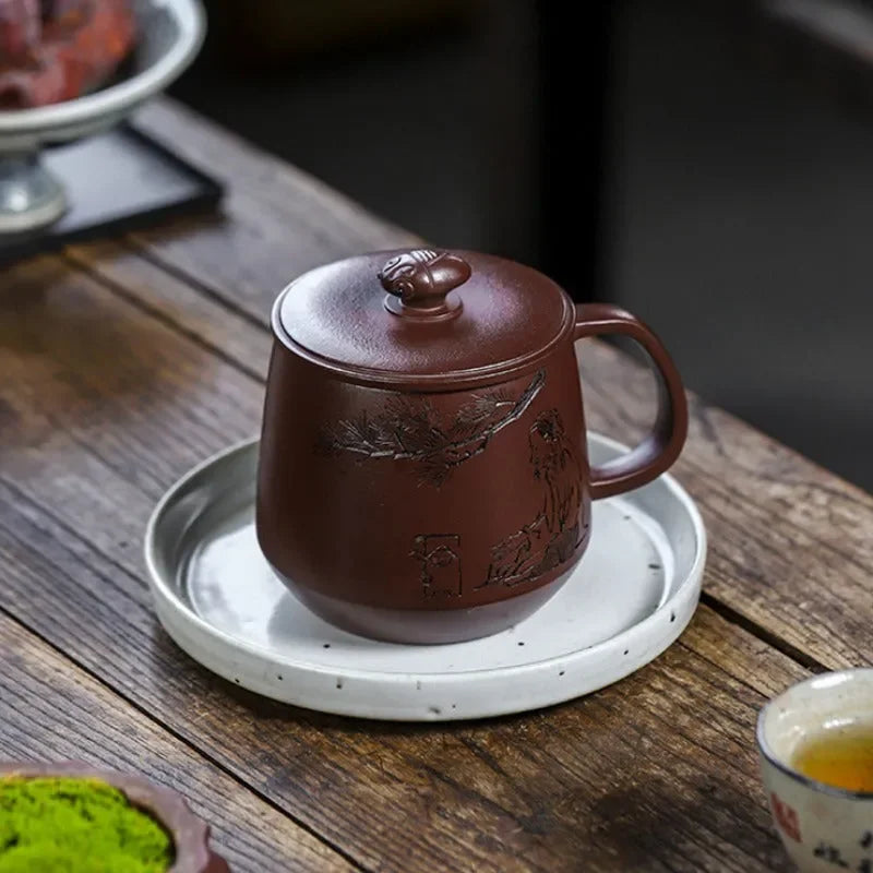 Master Handmade Yixing Zisha Tea Mug [Zhizh Changle] (Zi Ni - 380ml) - YIQIN TEA HOUSE | yiqinteahouse.com | new arrival, tea mug, teaware