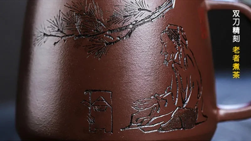 Master Handmade Yixing Zisha Tea Mug [Zhizh Changle] (Zi Ni - 380ml) - YIQIN TEA HOUSE | yiqinteahouse.com | new arrival, tea mug, teaware