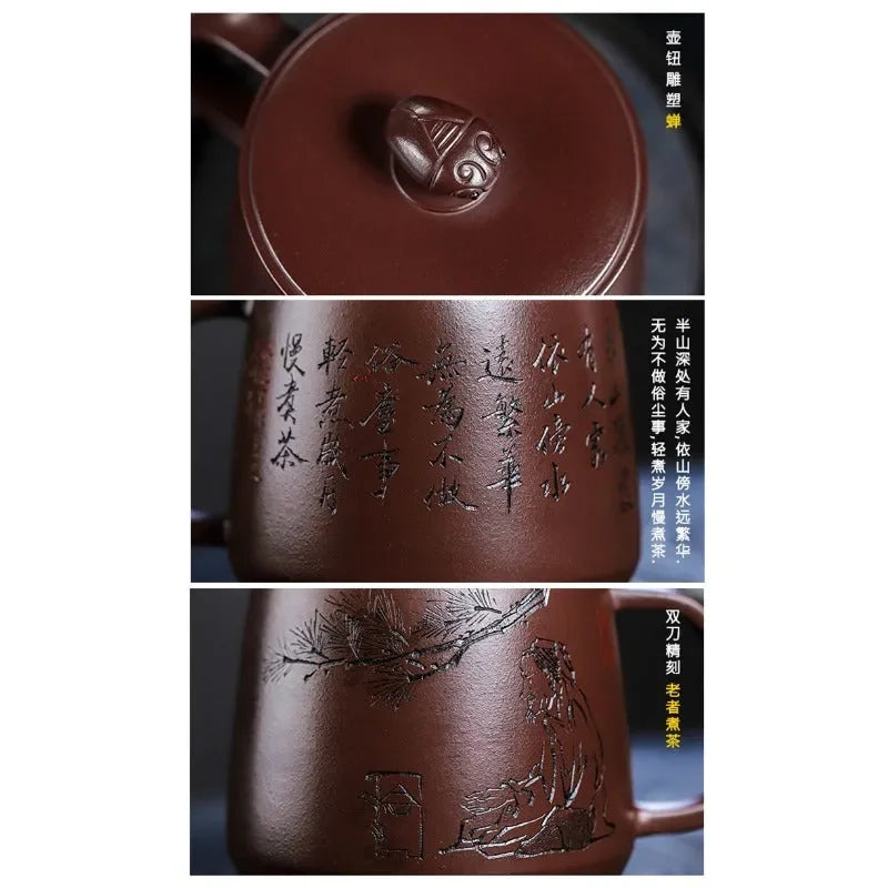 Master Handmade Yixing Zisha Tea Mug [Zhizh Changle] (Zi Ni - 380ml) - YIQIN TEA HOUSE | yiqinteahouse.com | new arrival, tea mug, teaware