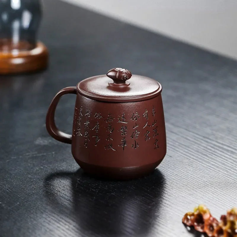 Master Handmade Yixing Zisha Tea Mug [Zhizh Changle] (Zi Ni - 380ml) - YIQIN TEA HOUSE | yiqinteahouse.com | new arrival, tea mug, teaware