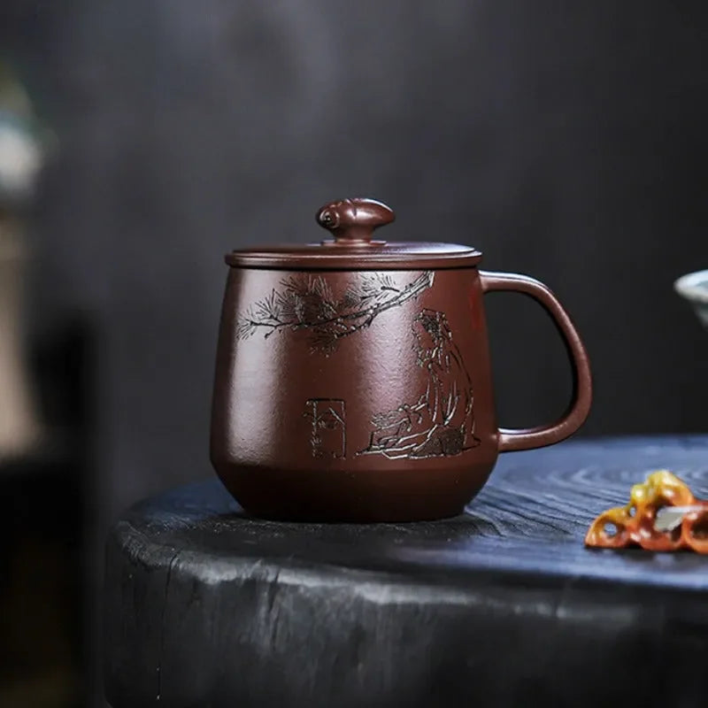 Master Handmade Yixing Zisha Tea Mug [Zhizh Changle] (Zi Ni - 380ml) - YIQIN TEA HOUSE | yiqinteahouse.com | new arrival, tea mug, teaware