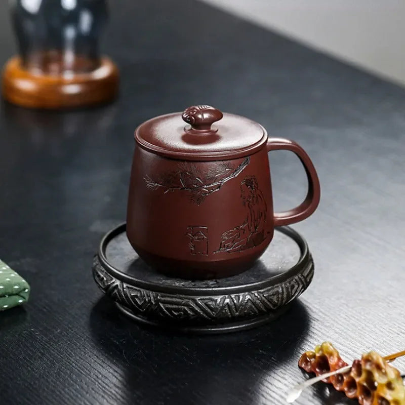 Master Handmade Yixing Zisha Tea Mug [Zhizh Changle] (Zi Ni - 380ml) - YIQIN TEA HOUSE | yiqinteahouse.com | new arrival, tea mug, teaware