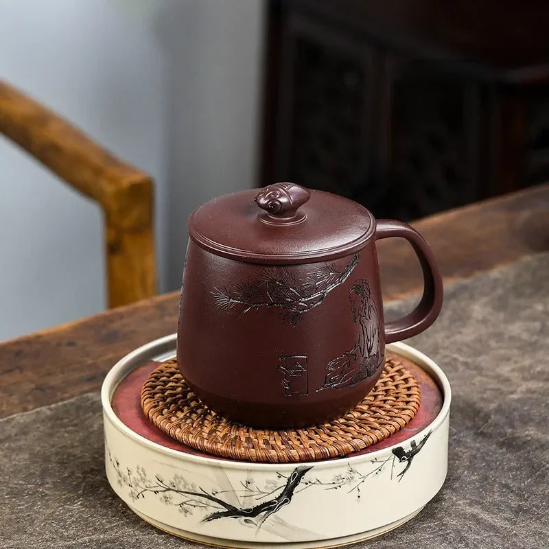 Master Handmade Yixing Zisha Tea Mug [Zhizh Changle] (Zi Ni - 380ml) - YIQIN TEA HOUSE | yiqinteahouse.com | new arrival, tea mug, teaware