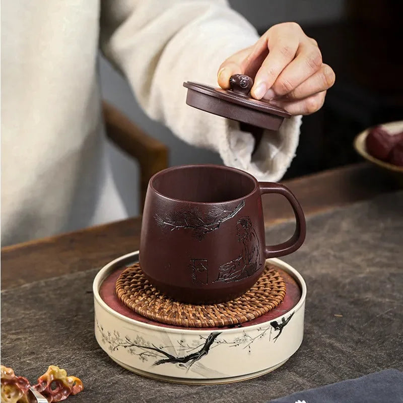 Master Handmade Yixing Zisha Tea Mug [Zhizh Changle] (Zi Ni - 380ml) - YIQIN TEA HOUSE | yiqinteahouse.com | new arrival, tea mug, teaware