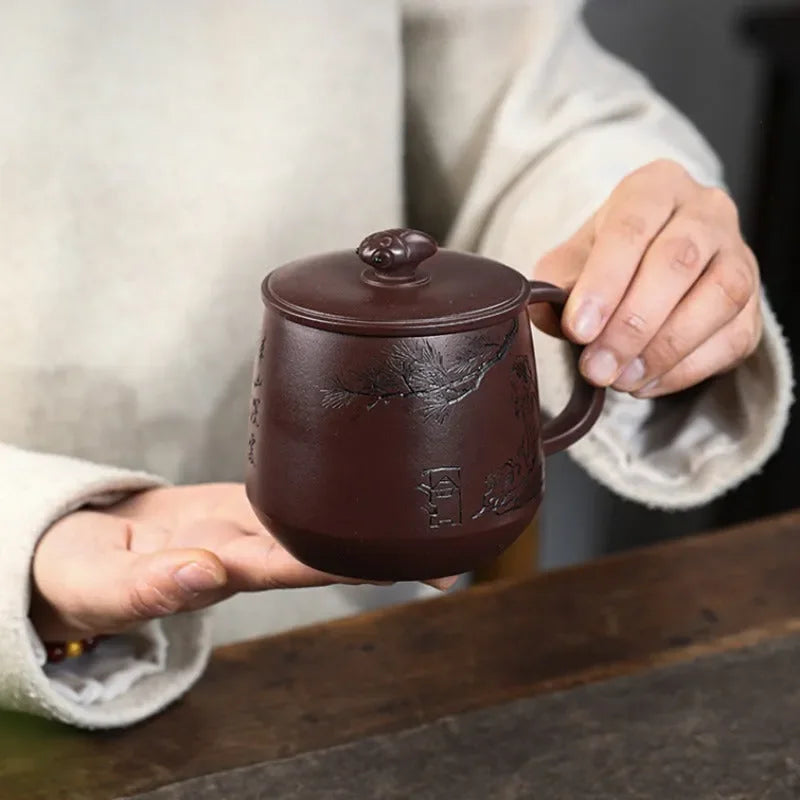 Master Handmade Yixing Zisha Tea Mug [Zhizh Changle] (Zi Ni - 380ml) - YIQIN TEA HOUSE | yiqinteahouse.com | new arrival, tea mug, teaware