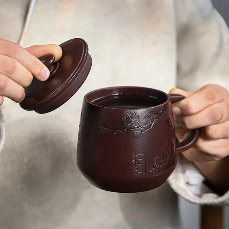 Master Handmade Yixing Zisha Tea Mug [Zhizh Changle] (Zi Ni - 380ml) - YIQIN TEA HOUSE | yiqinteahouse.com | new arrival, tea mug, teaware