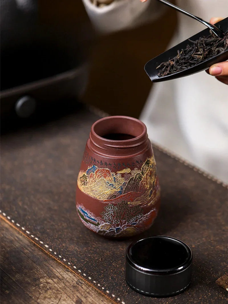 Cawan Teh Perjalanan Yixing Zisha Buatan Tangan Master [Golden Mountain Silver Mountain] (Zi Ni - 400ml)