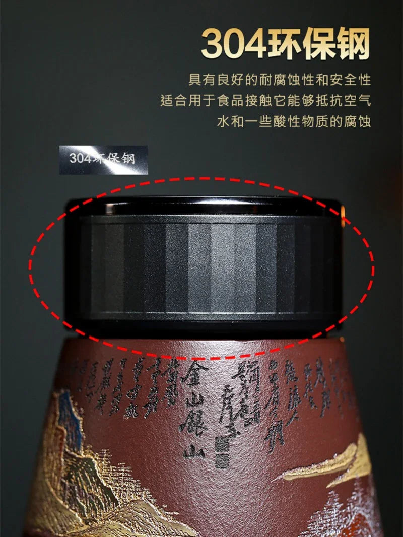 Cawan Teh Perjalanan Yixing Zisha Buatan Tangan Master [Golden Mountain Silver Mountain] (Zi Ni - 400ml)