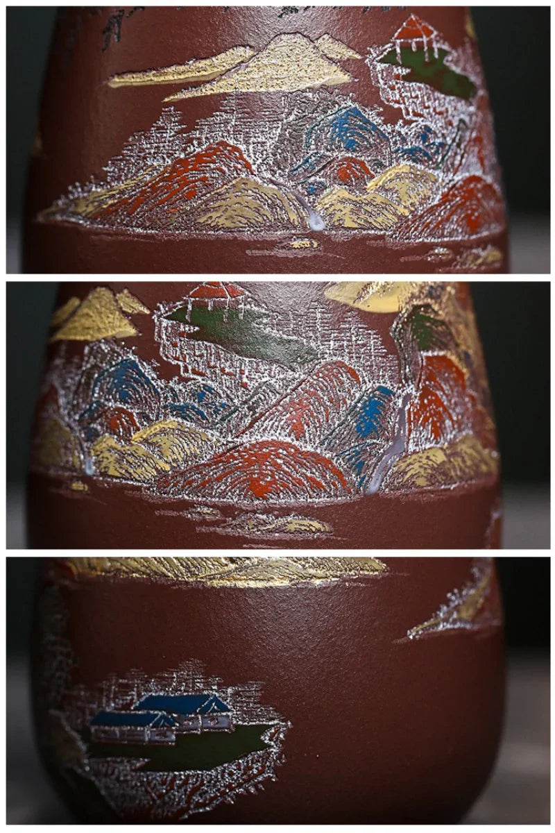 Cawan Teh Perjalanan Yixing Zisha Buatan Tangan Master [Golden Mountain Silver Mountain] (Zi Ni - 400ml)