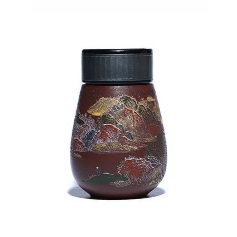 Cawan Teh Perjalanan Yixing Zisha Buatan Tangan Master [Golden Mountain Silver Mountain] (Zi Ni - 400ml)