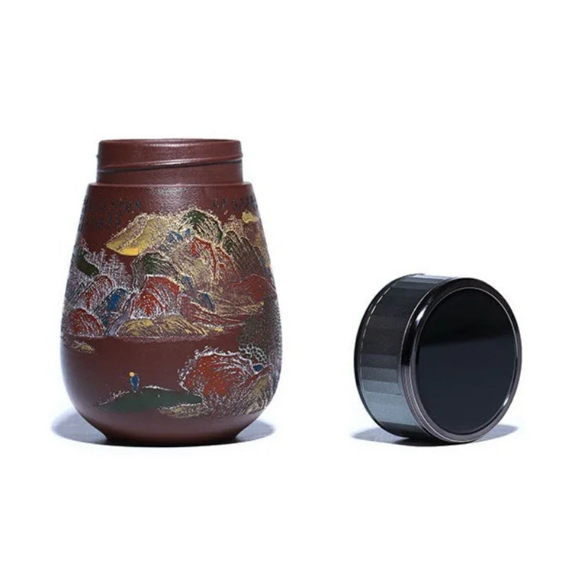Cawan Teh Perjalanan Yixing Zisha Buatan Tangan Master [Golden Mountain Silver Mountain] (Zi Ni - 400ml)