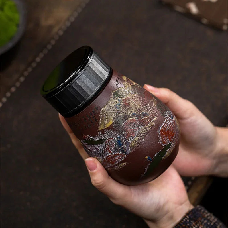 Cawan Teh Perjalanan Yixing Zisha Buatan Tangan Master [Golden Mountain Silver Mountain] (Zi Ni - 400ml)