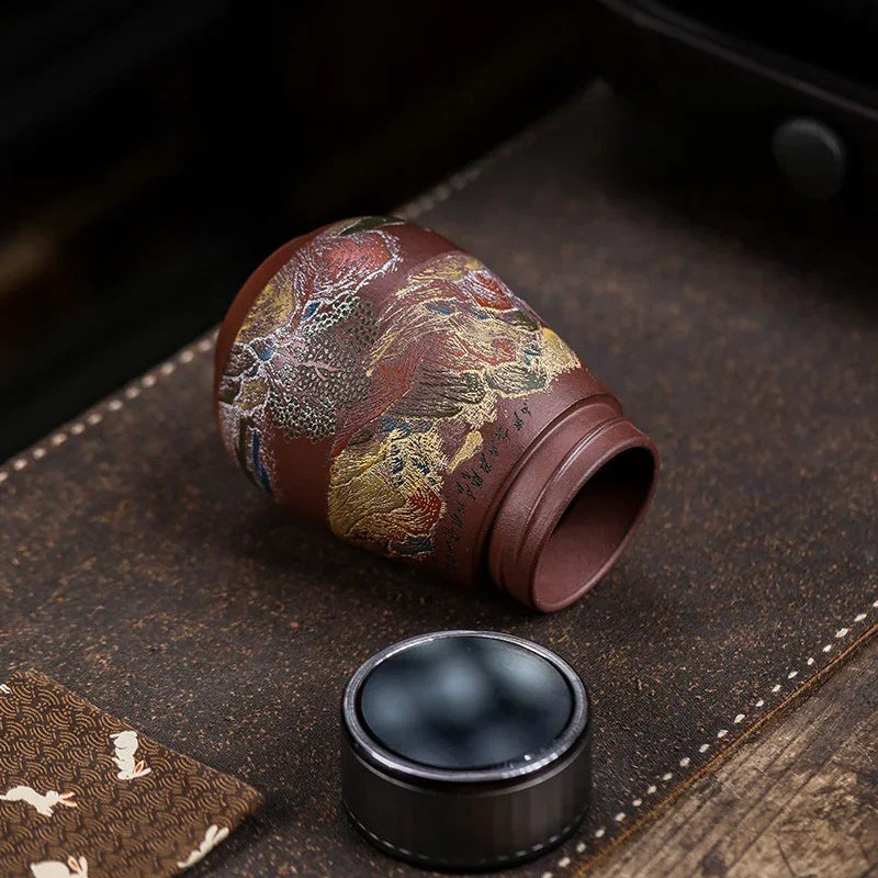 Cawan Teh Perjalanan Yixing Zisha Buatan Tangan Master [Golden Mountain Silver Mountain] (Zi Ni - 400ml)