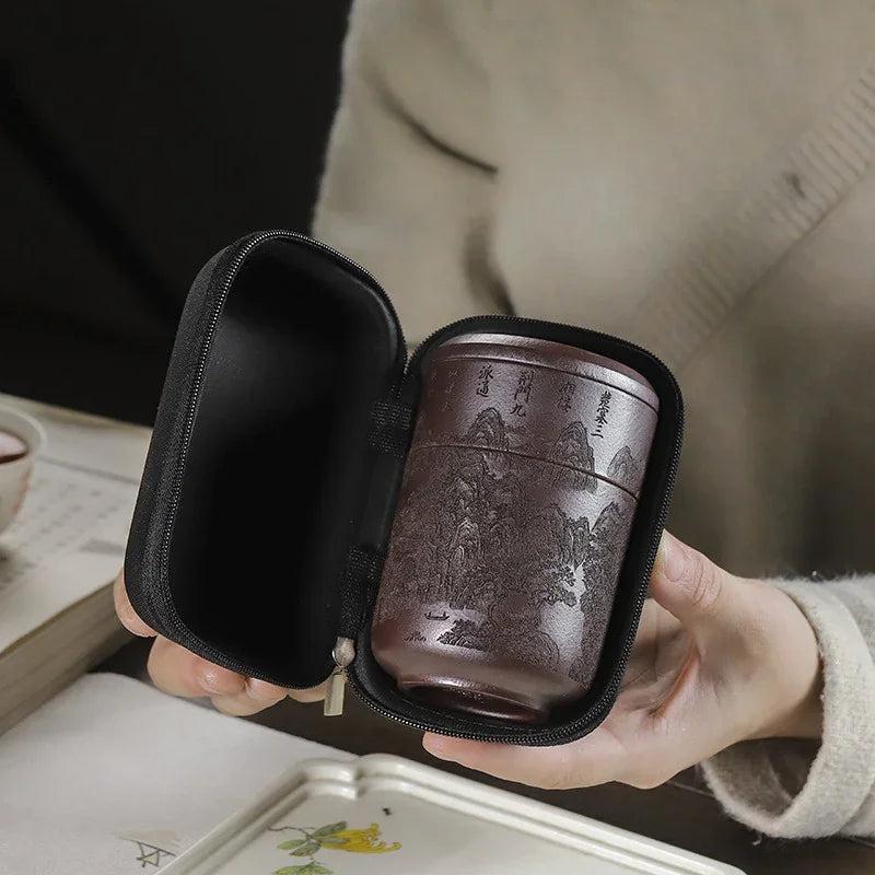 Handmade Yixing Zisha Travel Tea Cup [Xian Ju] (Zi Ni - 150ml) - YIQIN TEA HOUSE | yiqinteahouse.com | tea cup, teaware, travel tea set