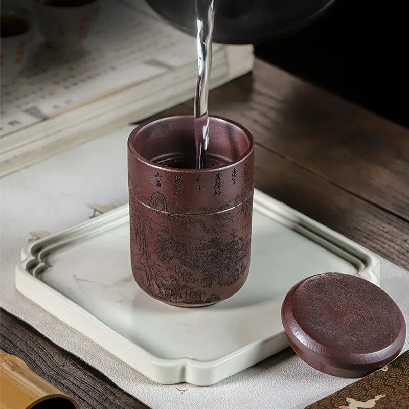 Handmade Yixing Zisha Travel Tea Cup [Xian Ju] (Zi Ni - 150ml) - YIQIN TEA HOUSE | yiqinteahouse.com | tea cup, teaware, travel tea set