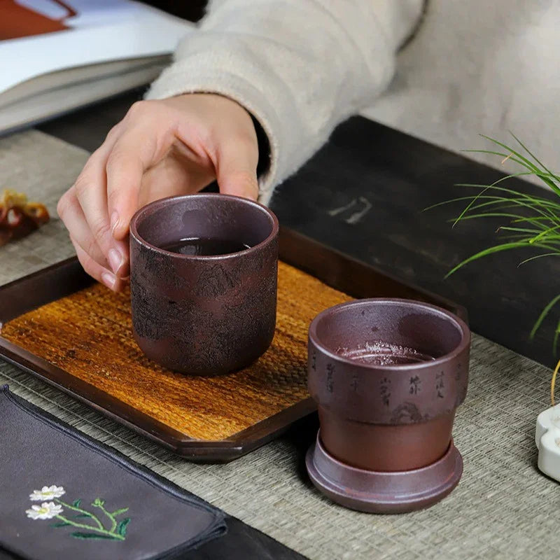 Handmade Yixing Zisha Travel Tea Cup [Xian Ju] (Zi Ni - 150ml) - YIQIN TEA HOUSE | yiqinteahouse.com | tea cup, teaware, travel tea set