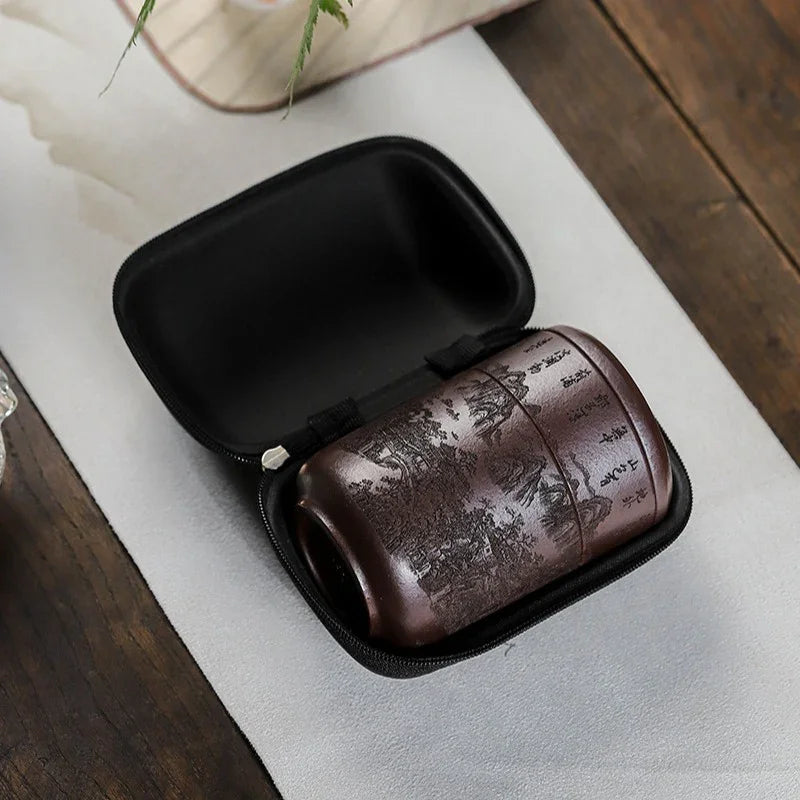 Handmade Yixing Zisha Travel Tea Cup [Xian Ju] (Zi Ni - 150ml) - YIQIN TEA HOUSE | yiqinteahouse.com | tea cup, teaware, travel tea set