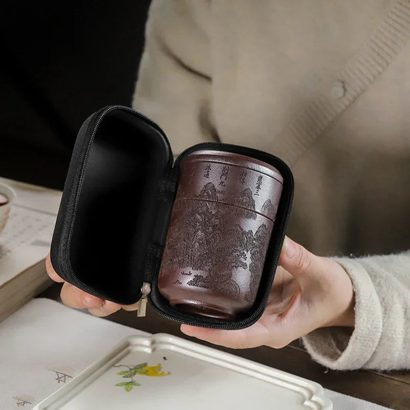 Handmade Yixing Zisha Travel Tea Cup [Xian Ju] (Zi Ni - 150ml) - YIQIN TEA HOUSE | yiqinteahouse.com | tea cup, teaware, travel tea set