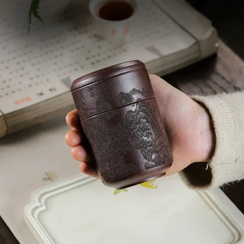 Handmade Yixing Zisha Travel Tea Cup [Xian Ju] (Zi Ni - 150ml) - YIQIN TEA HOUSE | yiqinteahouse.com | tea cup, teaware, travel tea set