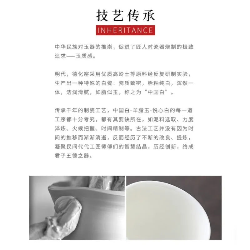 Mutton Fat Jade White Porcelain Tea Cup [Fudiao Xiang Yun] 110ml - YIQIN TEA HOUSE | yiqinteahouse.com | tea cup, teaware