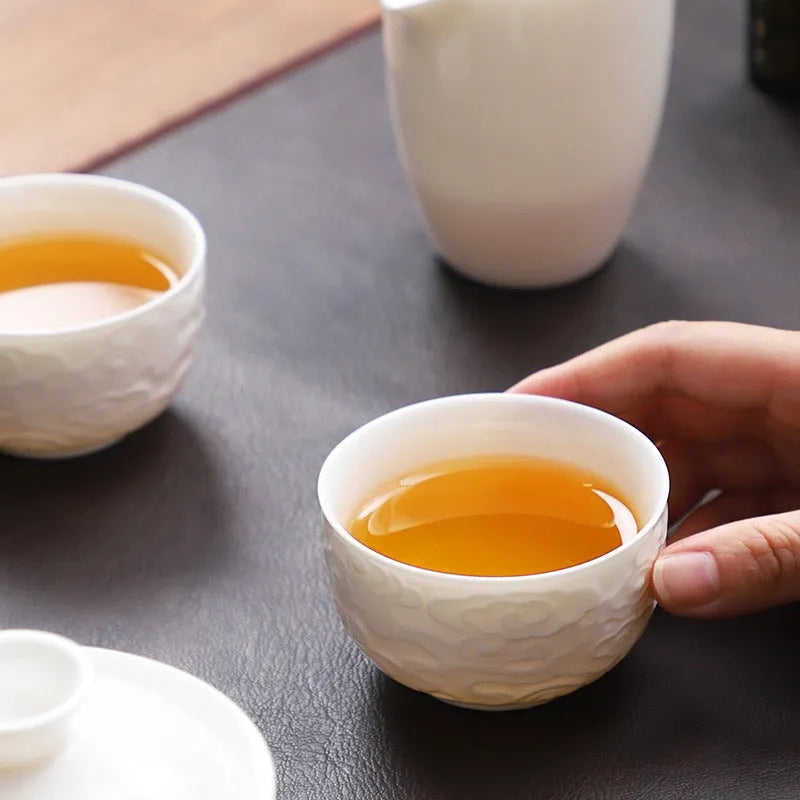 Mutton Fat Jade White Porcelain Tea Cup [Fudiao Xiang Yun] 110ml - YIQIN TEA HOUSE | yiqinteahouse.com | tea cup, teaware