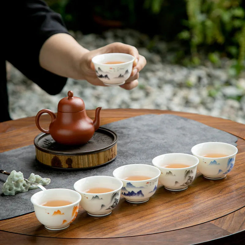 Mutton Fat Jade White Porcelain Tea Cup Gift Set [Sunrise] - YIQIN TEA HOUSE | yiqinteahouse.com | new arrival, tea cup, teaware