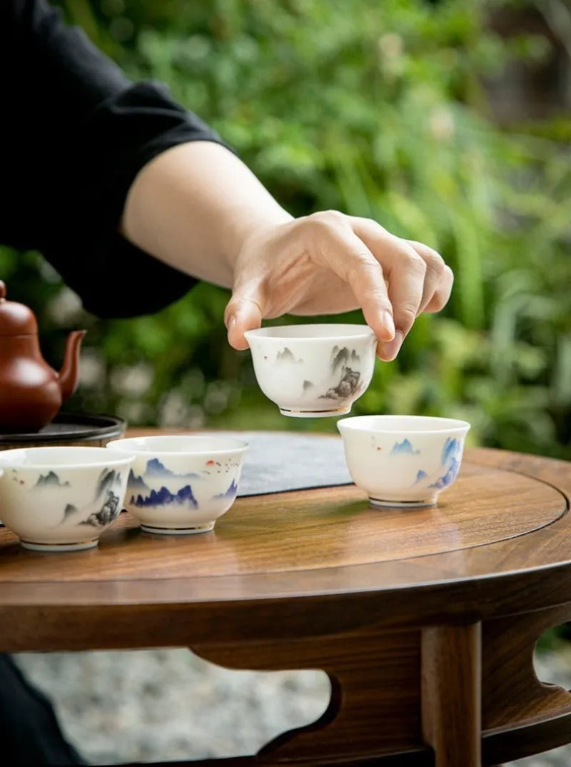 Mutton Fat Jade White Porcelain Tea Cup Gift Set [Sunrise] - YIQIN TEA HOUSE | yiqinteahouse.com | new arrival, tea cup, teaware