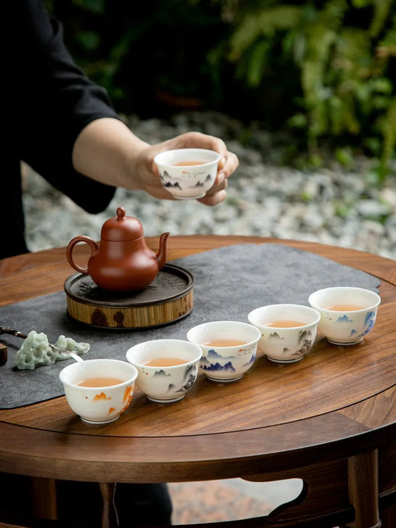 Mutton Fat Jade White Porcelain Tea Cup Gift Set [Sunrise] - YIQIN TEA HOUSE | yiqinteahouse.com | new arrival, tea cup, teaware