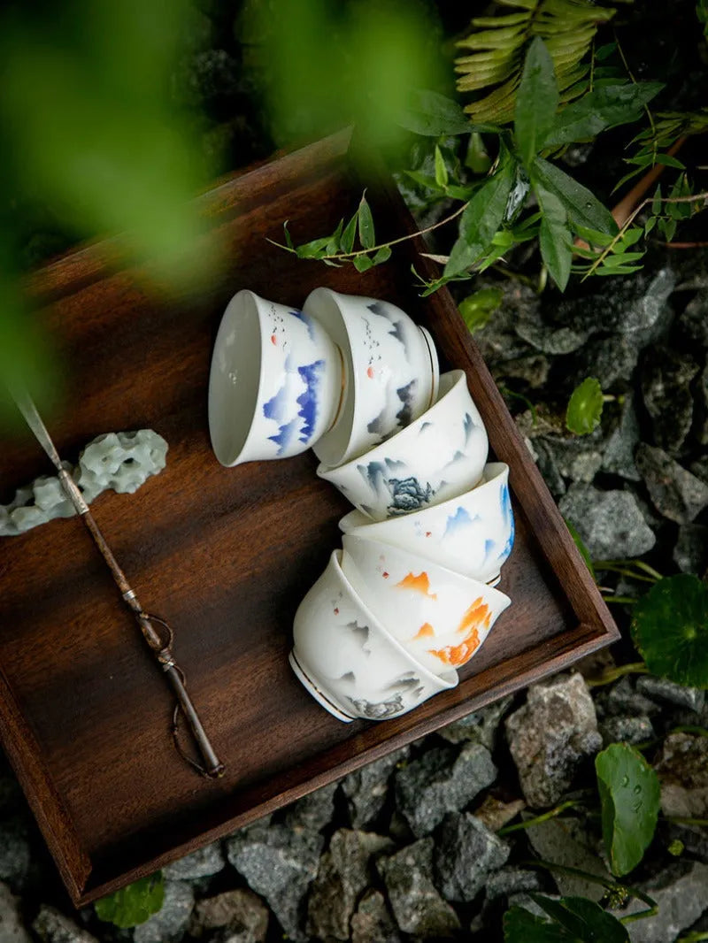 Mutton Fat Jade White Porcelain Tea Cup Gift Set [Sunrise] - YIQIN TEA HOUSE | yiqinteahouse.com | new arrival, tea cup, teaware