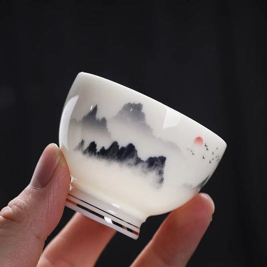 Mutton Fat Jade White Porcelain Tea Cup [Sunrise] 60ml - YIQIN TEA HOUSE | yiqinteahouse.com | tea cup, teaware