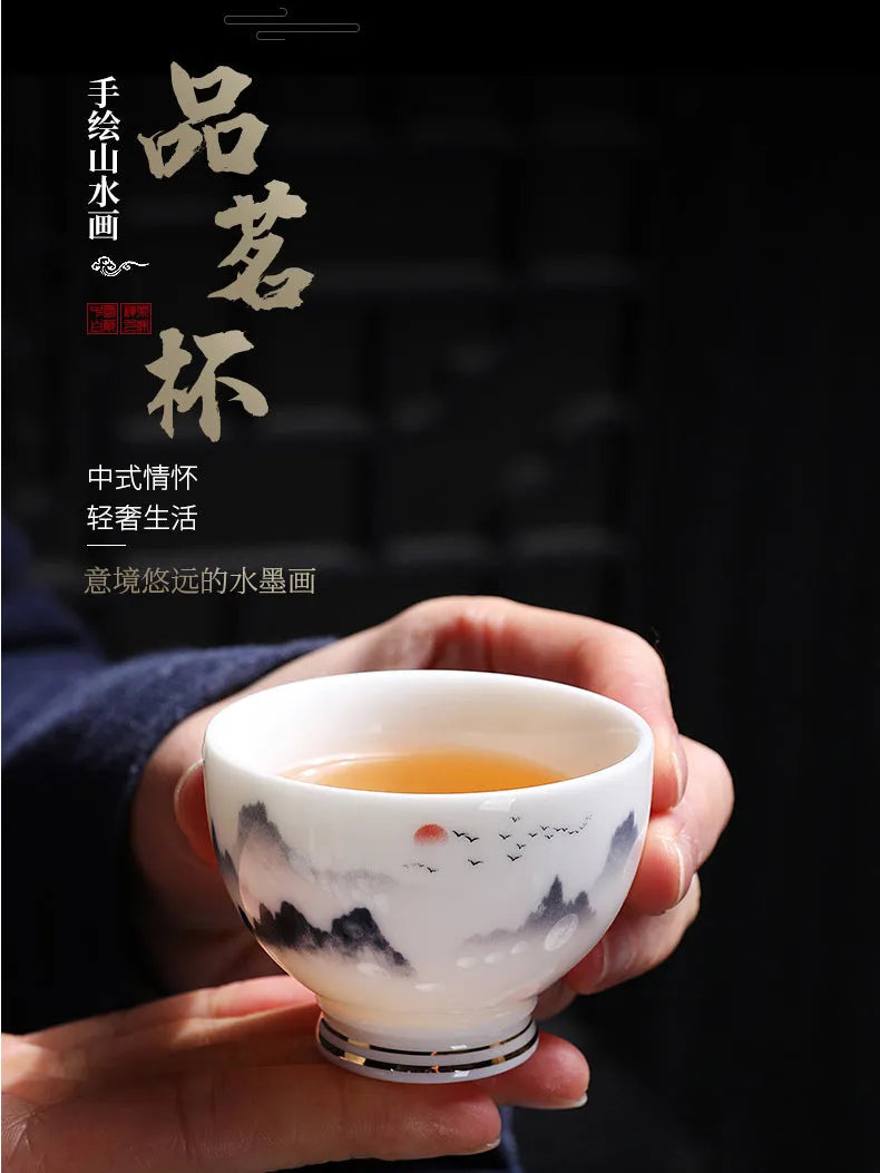 Mutton Fat Jade White Porcelain Tea Cup [Sunrise] 60ml - YIQIN TEA HOUSE | yiqinteahouse.com | tea cup, teaware