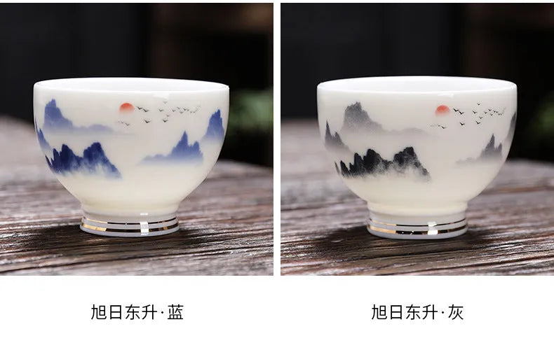 Mutton Fat Jade White Porcelain Tea Cup [Sunrise] 60ml - YIQIN TEA HOUSE | yiqinteahouse.com | tea cup, teaware