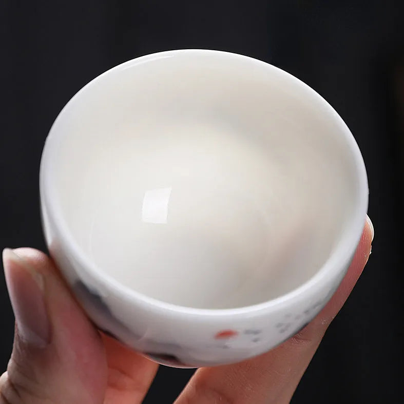 Mutton Fat Jade White Porcelain Tea Cup [Sunrise] 60ml - YIQIN TEA HOUSE | yiqinteahouse.com | tea cup, teaware