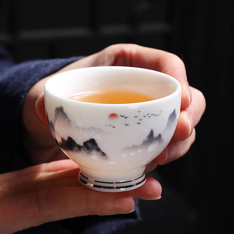 Mutton Fat Jade White Porcelain Tea Cup [Sunrise] 60ml - YIQIN TEA HOUSE | yiqinteahouse.com | tea cup, teaware