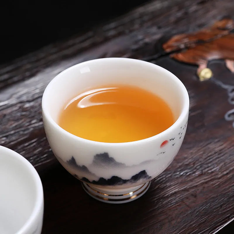 Mutton Fat Jade White Porcelain Tea Cup [Sunrise] 60ml - YIQIN TEA HOUSE | yiqinteahouse.com | tea cup, teaware