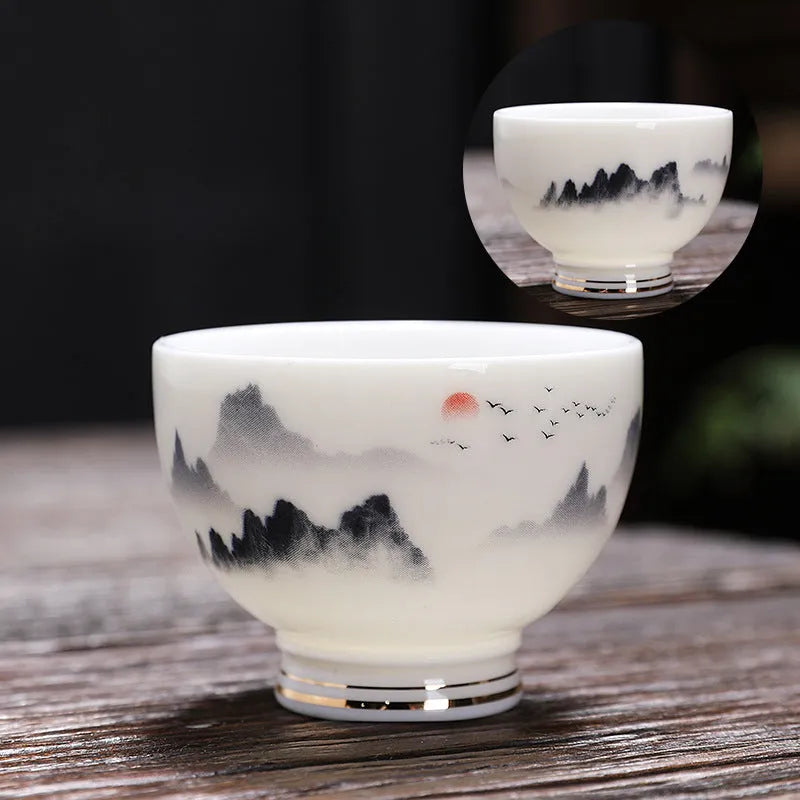 Mutton Fat Jade White Porcelain Tea Cup [Sunrise] 60ml - YIQIN TEA HOUSE | yiqinteahouse.com | tea cup, teaware