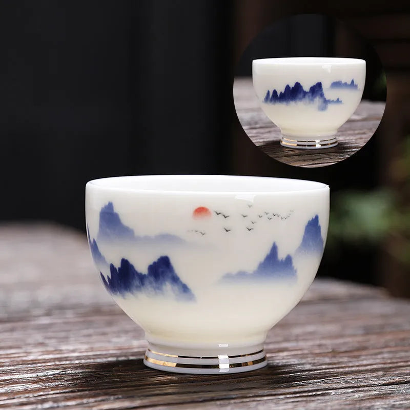 Mutton Fat Jade White Porcelain Tea Cup [Sunrise] 60ml - YIQIN TEA HOUSE | yiqinteahouse.com | tea cup, teaware