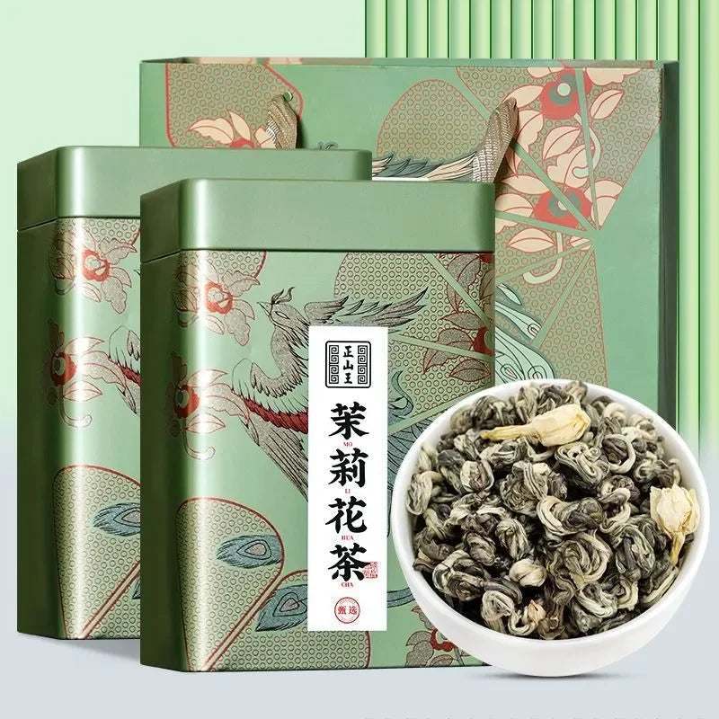 Premium Guangxi [Pearl Jasmine] Green Tea Canned Gift Set 250/500g - YIQIN TEA HOUSE | yiqinteahouse.com | flower tea, pearl jasmine, tea