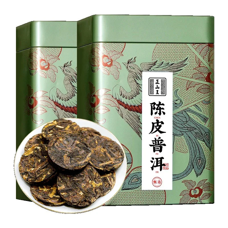 Set Hadiah Teh Gelap Premium Yunnan [Mandarin Puer] (Kek Teh Mini) Dalam Tin 250/500g