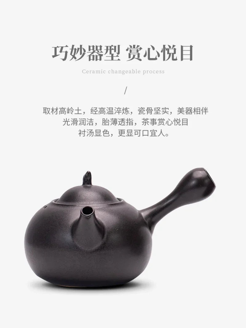 Retro Ceramic Direct Fire Teapot [Ling Xiang Side Handle Pot] 800ml - YIQIN TEA HOUSE | yiqinteahouse.com | ceramic teapot, direct fire, teapot, teaware