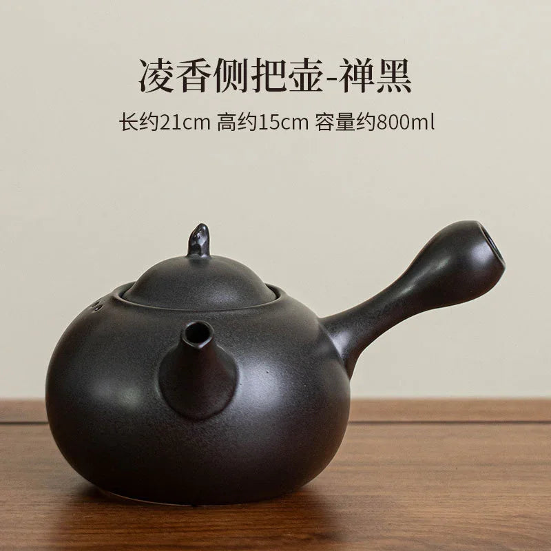 Retro Ceramic Direct Fire Teapot [Ling Xiang Side Handle Pot] 800ml - YIQIN TEA HOUSE | yiqinteahouse.com | ceramic teapot, direct fire, teapot, teaware