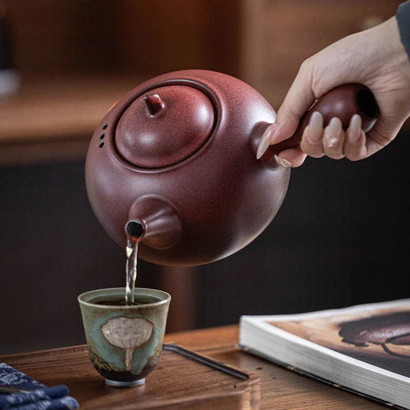 Retro Ceramic Direct Fire Teapot [Ling Xiang Side Handle Pot] 800ml - YIQIN TEA HOUSE | yiqinteahouse.com | ceramic teapot, direct fire, teapot, teaware