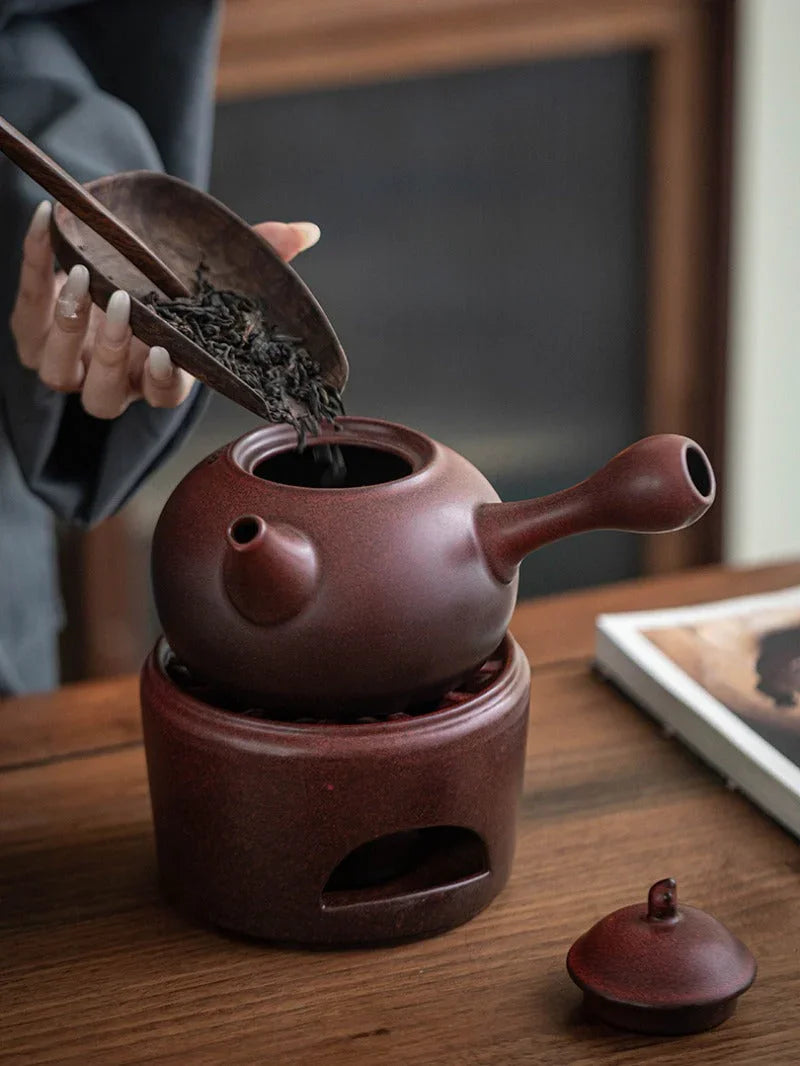 Retro Ceramic Direct Fire Teapot [Ling Xiang Side Handle Pot] 800ml - YIQIN TEA HOUSE | yiqinteahouse.com | ceramic teapot, direct fire, teapot, teaware