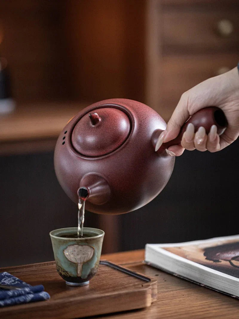 Retro Ceramic Direct Fire Teapot [Ling Xiang Side Handle Pot] 800ml - YIQIN TEA HOUSE | yiqinteahouse.com | ceramic teapot, direct fire, teapot, teaware