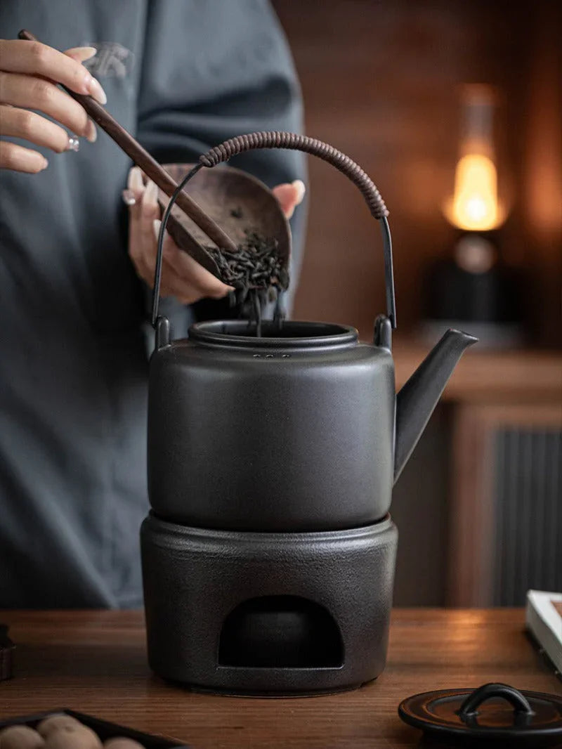 Retro Ceramic Direct Fire Teapot [Tiliang Han Yun Pot] 700ml - YIQIN TEA HOUSE | yiqinteahouse.com | ceramic teapot, direct fire, teapot, teaware