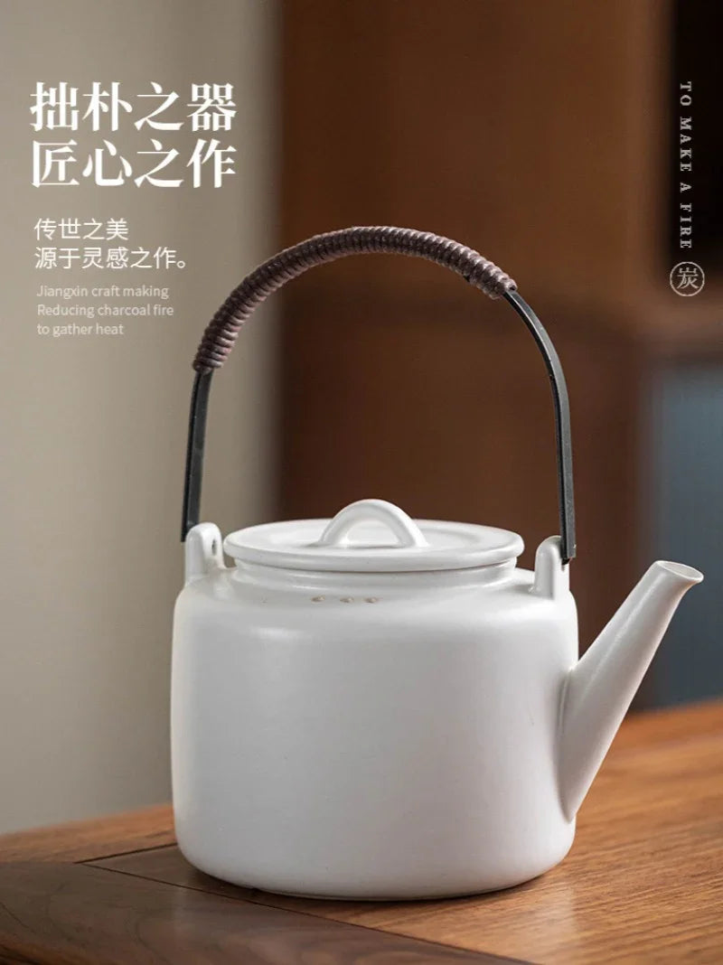Retro Ceramic Direct Fire Teapot [Tiliang Han Yun Pot] 700ml - YIQIN TEA HOUSE | yiqinteahouse.com | ceramic teapot, direct fire, teapot, teaware