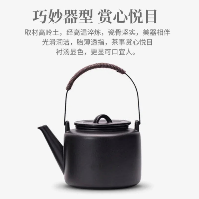 Retro Ceramic Direct Fire Teapot [Tiliang Han Yun Pot] 700ml - YIQIN TEA HOUSE | yiqinteahouse.com | ceramic teapot, direct fire, teapot, teaware