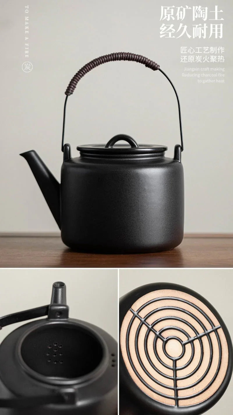 Retro Ceramic Direct Fire Teapot [Tiliang Han Yun Pot] 700ml - YIQIN TEA HOUSE | yiqinteahouse.com | ceramic teapot, direct fire, teapot, teaware